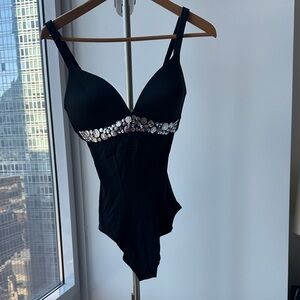 Wolford Black One Piece with Silver Accents